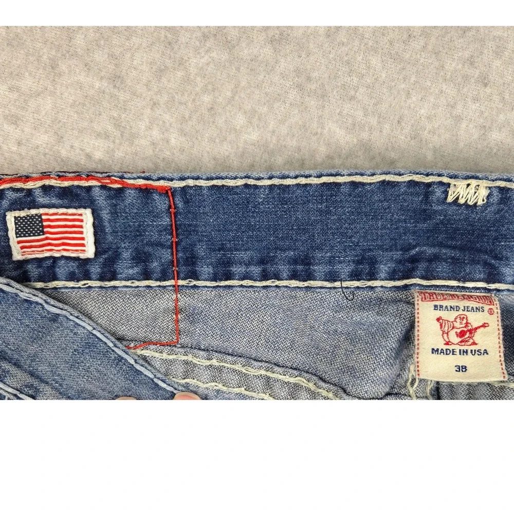 True Religion Ricky Super T Jeans Distressed USA Made Size 38 (Fits 37x33)‎ READ